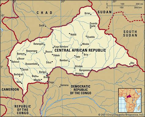 Map of Central African Republic and geographical facts - World atlas