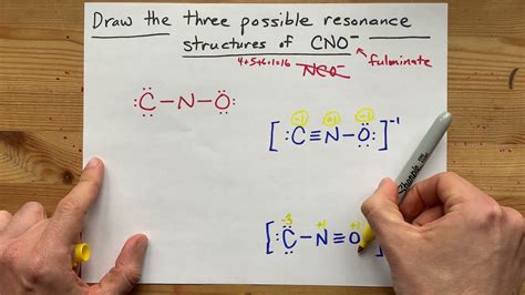 Draw the three resonance structures of CNO- (fulminate) - YouTube