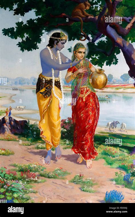 Religious painting at ISKCON : Krishna and Radha Stock Photo - Alamy