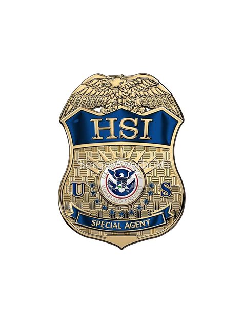 "Homeland Security Investigations - HSI Special Agent Badge over White Leather" T-shirt by ...