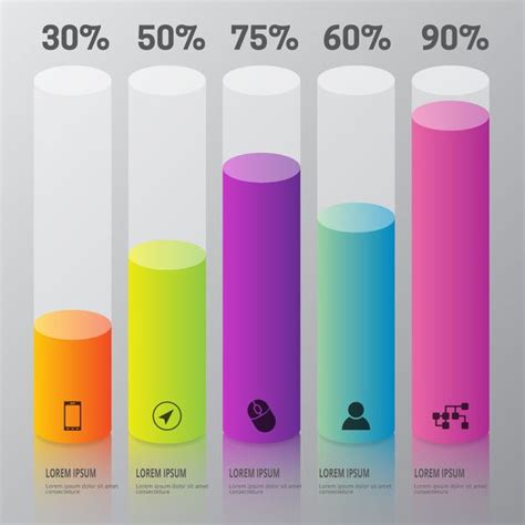 infographic design with colorful vertical cylinders and percentage | Data visualization design ...