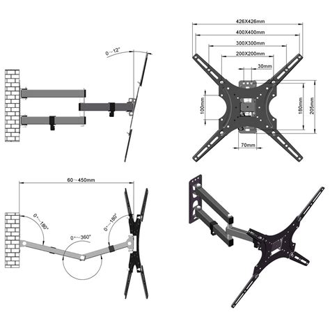 Zimtown Full Motion Swivel TV Wall Mount Bracket for 26-55 Inch LED LCD Display, Supports up to ...