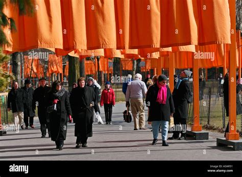 The Gates in Central Park Winter 05 NYC by Christo Stock Photo - Alamy