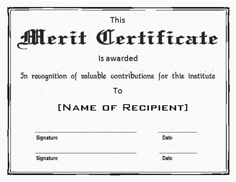 Certificate of Merit Template | Free Word Templates Online