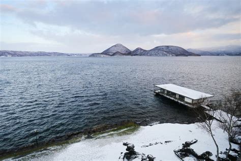 Lake Toya during winter stock image. Image of landmarks - 97847745