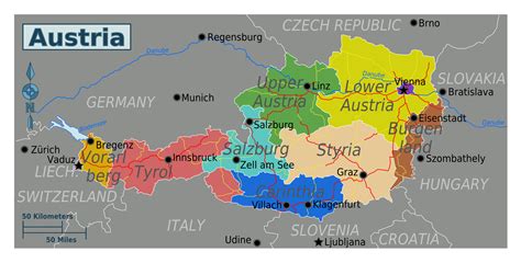 Large regions map of Austria | Austria | Europe | Mapsland | Maps of ...