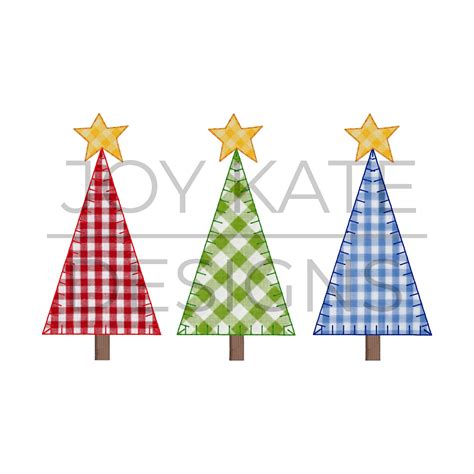 Christmas Tree Blanket Stitch Trio Applique' Embroidery Design - Joy Kate Designs