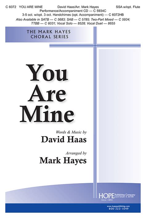 You Are Mine Sheet Music by Mark Hayes (SKU: C6072) - Stanton's Sheet Music