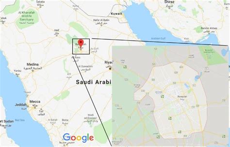 Map of Buraydah City at the center to north of Saudi Arabia from google... | Download Scientific ...