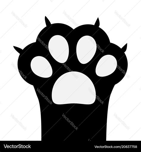 Big black cat paw print leg foot with nail claw Vector Image