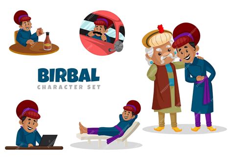 Premium Vector | Cartoon Illustration Of Birbal Character Set