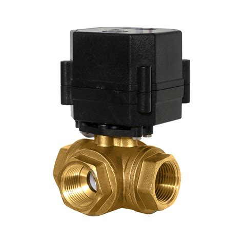 3/4" 3 Way Brass Electric Motorized Ball Valve - 3 Wire