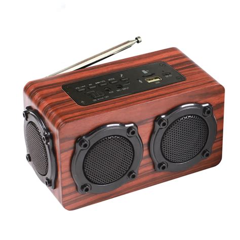 5W Wooden Bluetooth Speaker Portable FM Radio PC USB AUX TF Card ...