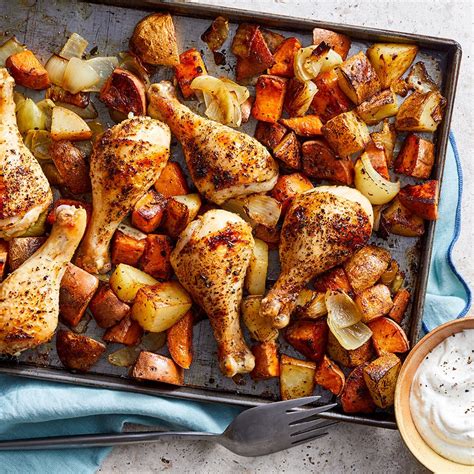 Oven-Baked Chicken Drumsticks with Potatoes Recipe - EatingWell