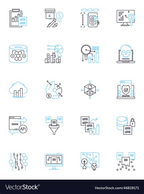 Information system linear icons set database Vector Image