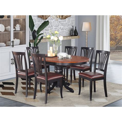 Dining Room Set-Oval Table With Leaf And 6 Dining Chairs-Finish:Black & Cherry,Number of Items:7 ...