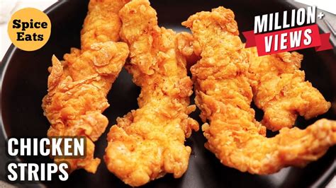 KFC STYLE CRISPY CHICKEN STRIPS | CHICKEN FINGERS | SPICY CRISPY CHICKEN STRIPS - YouTube