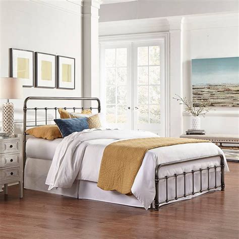 eLuxury Metal Bed Frame, Vintage Style Weathered Nickel Finish Folding Bed Frame - Walmart.com ...