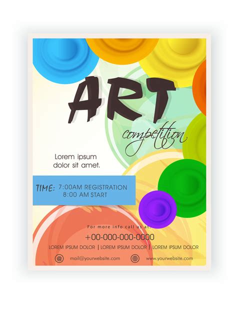 Art competition announcement template banner or flyer design with timing schedule. Royalty-Free ...