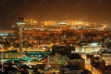 Liverpool skyline rooftop night view Stock Photo | Adobe Stock