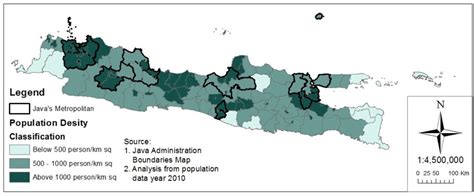 Population's Density in City and Regency of Java Island (Year 2010 ...