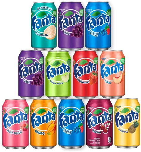 six cans of fruit flavored sodas are stacked up in a pyramid on top of each other