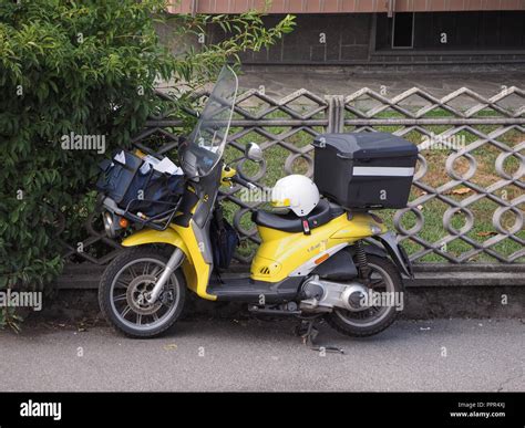 TURIN, ITALY - CIRCA SEPTEMBER 2018: Poste Italiane mail delivery motor ...