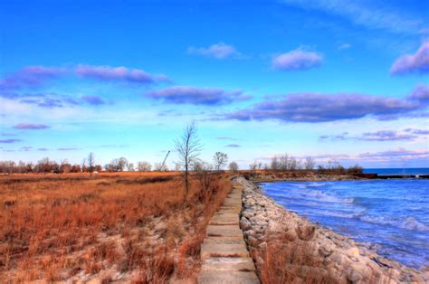 Walkway and shoreline at Illinois Beach State Park, Illinois image ...