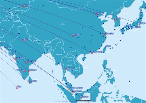 British Airways route map - Asia and Australia