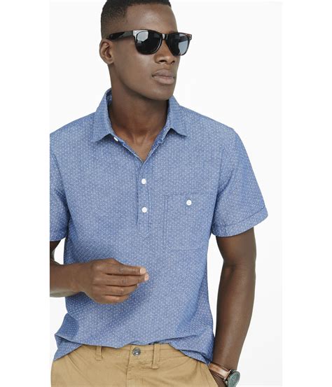 Express Chambray Dot Print Popover Shirt in Blue for Men (INDIGO) | Lyst