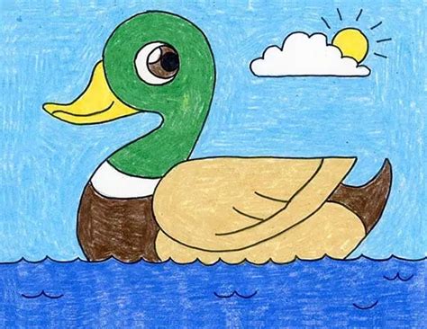 Easy How to Draw a Duck Tutorial and Duck Coloring Page