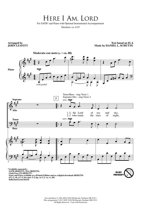 Here I Am, Lord by John Leavitt Sheet Music for SATB Choir at Sheet Music Direct