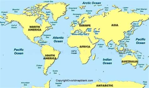 Labeled Map of the World with Oceans and Seas 🌍 [FREE]