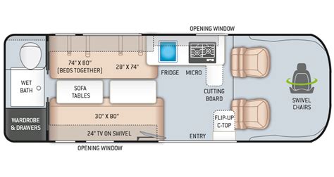 Tellaro Class B Motorhomes - Floor Plans | Thor Motor Coach in 2020 | Rv floor plans, Floor ...