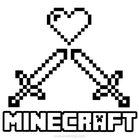 Minecraft Sword Coloring Pages Outline - XColorings.com