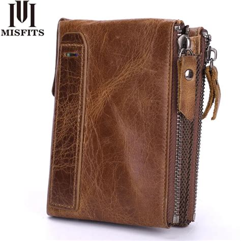 Men wallet zipper coin purse rfid blocking safe money holder card purse ...