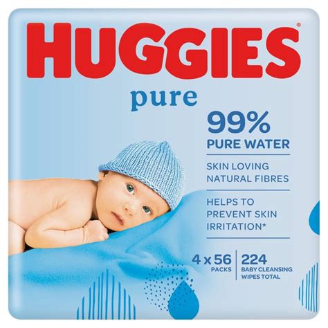 Huggies Pure Baby Wipes, 99% Water - 4 Pack (4 x 56 Wipes) | Ocado