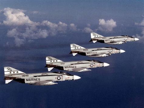 Vietnam War. A flight of 4 USMC F-4 Phantom fighter/bombers of VMFA 333 'Shamrocks'. (1024 x 765 ...