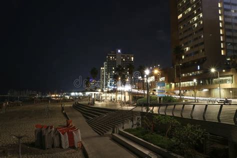 Tel Aviv beach at night editorial image. Image of israeli - 262277895