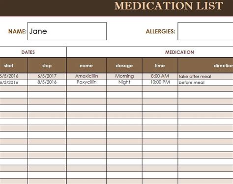 free medication administration record template excel - Yahoo Image Search Results | List ...