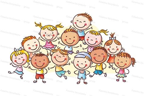 Kids clipart. A group of happy kids