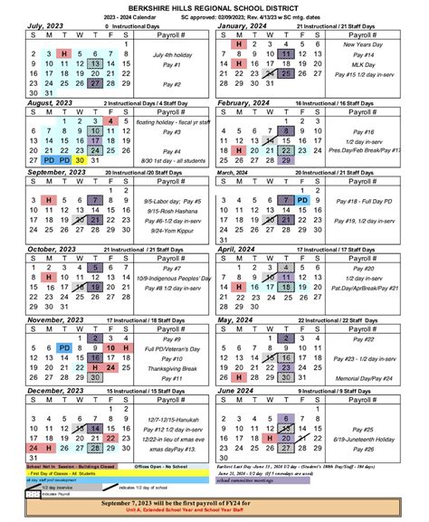 School Calendar 2023-24 – Berkshire Hills Regional School District