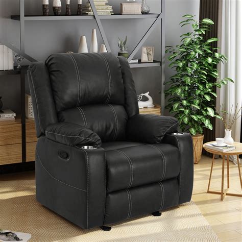 Sophia Traditional Leather Recliner with Steel Cup Holders – GDFStudio