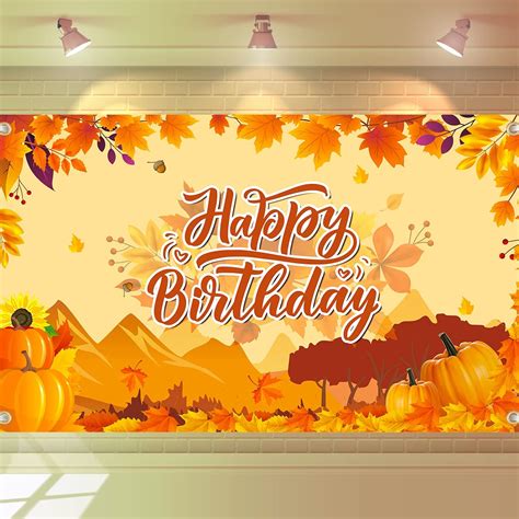 Amazon.com: Fall Birthday Party Decorations Large Pumpkin Birthday Banner Fall Happy Birthday ...