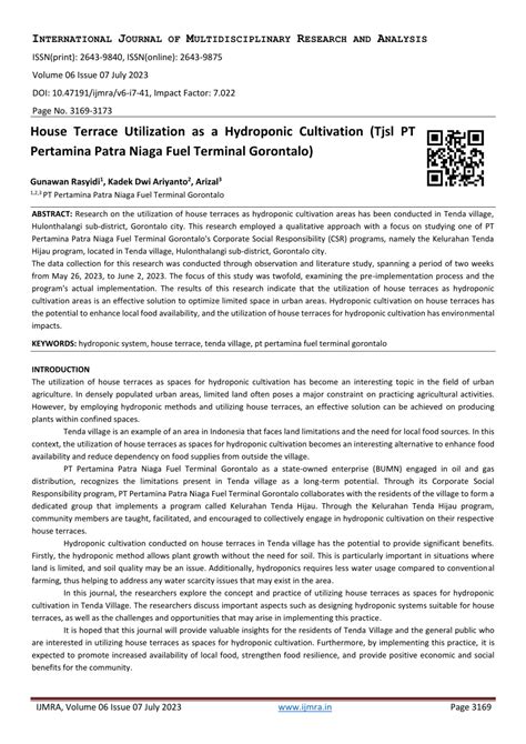 (PDF) House Terrace Utilization as a Hydroponic Cultivation (Tjsl PT Pertamina Patra Niaga Fuel ...