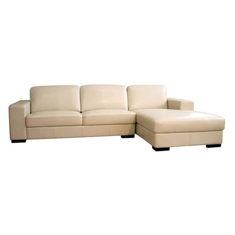 Cream Bi-cast Leather Chaise Sectional Sofa - Free Shipping Today - Overstock.com - 10165031