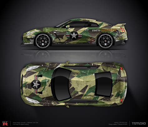 Wrap design concept #10 military camouflage for Nissan GTR R35 | Vinyl ...