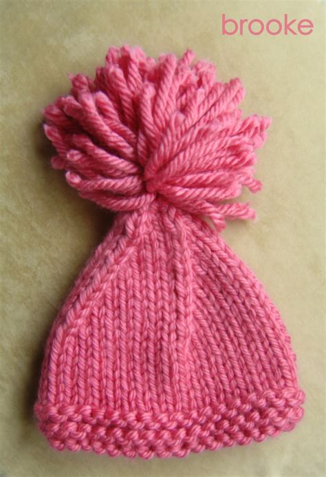 Hand Knit Baby Girl Hat With Pom Pom Knit Newborn Hat - Etsy