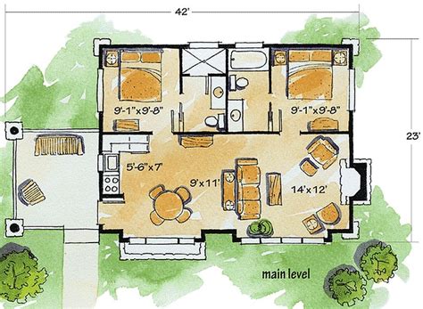 Plan W11529KN 2 Bedroom 2 Bath Log Cabin Plan