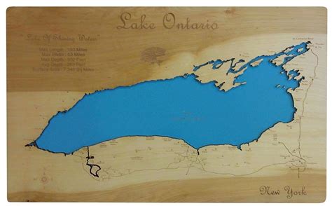Lake Ontario, New York - Wood Laser Cut Map Driftwood Stain, Driftwood Frame, Laser Cut Wood ...